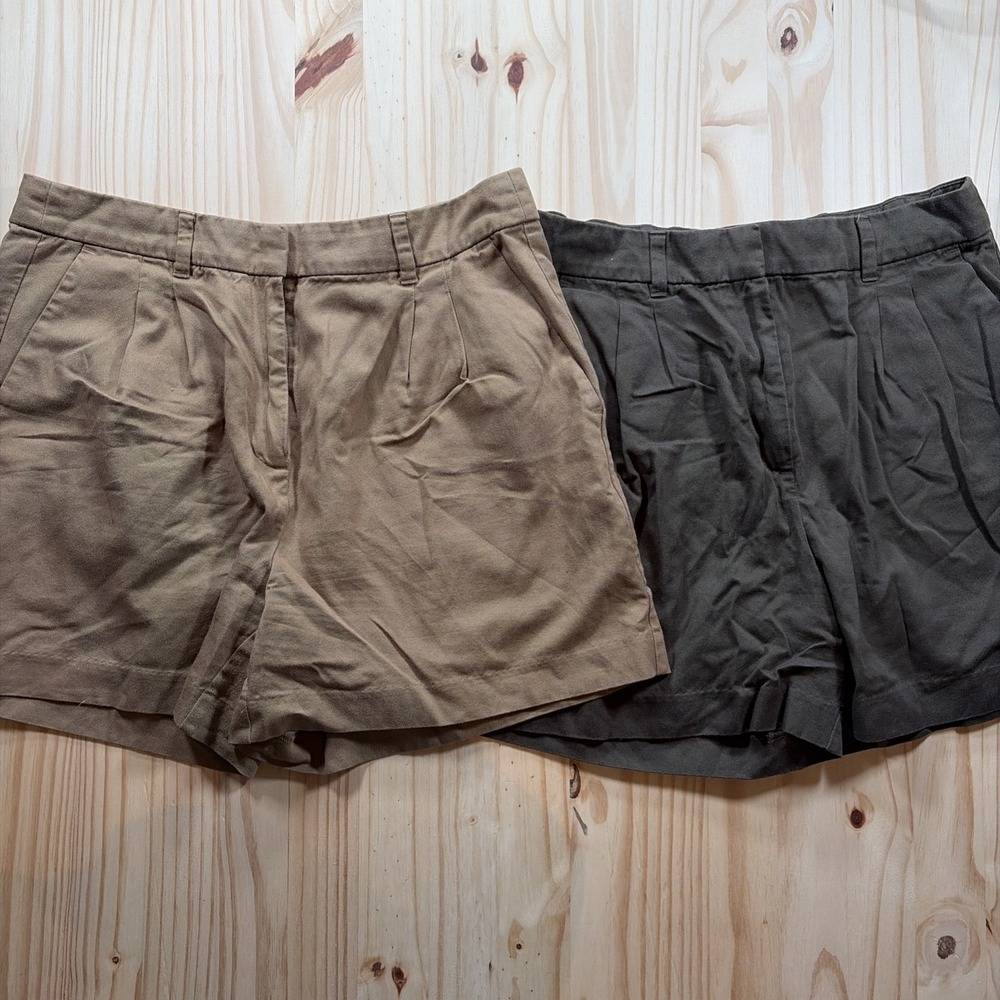 Old Navy Shorts Womens Medium Brown Pleated Extra High Rise Lot Cinch Old Money